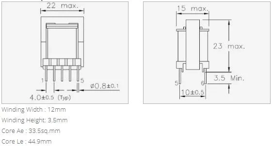 EE2005 10 pin Vertical Bobbin