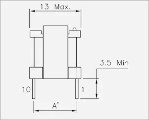 EE1306 10 pin Vertical Bobbin View 2